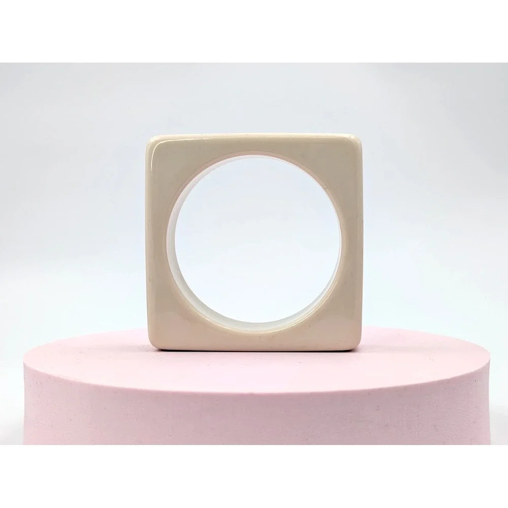 Vintage 80s Square‎ Bangle Bracelet Off White Chunky Geometric Statement